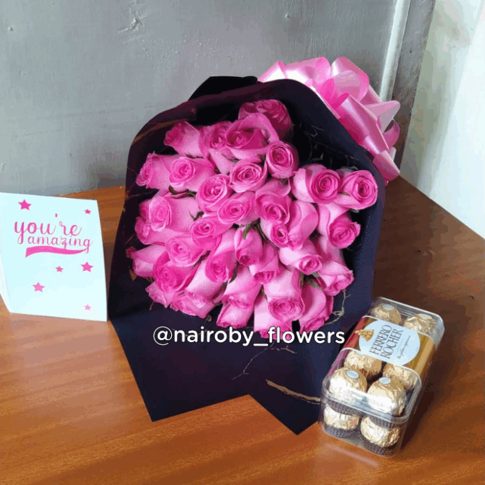 FERRERO CHOCOLATES & PINK BOUQUET