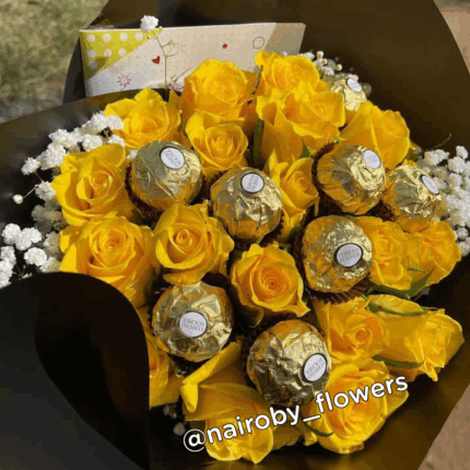 YELLOW ROSES & FERRERO CHOCOLATES