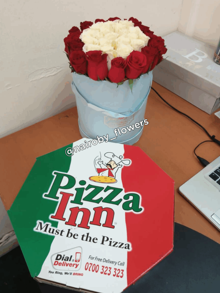 PIZZA & ROSES HAT BOX