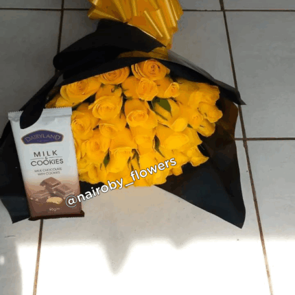 DAIRYLAND CHOCOLATE WITH YELLOW ROSES