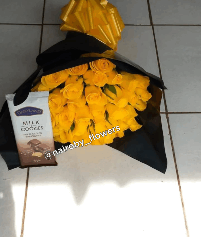 DAIRYLAND CHOCOLATE WITH YELLOW ROSES
