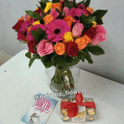 VASE OF CHOICE & FERRERO CHOCOLATES