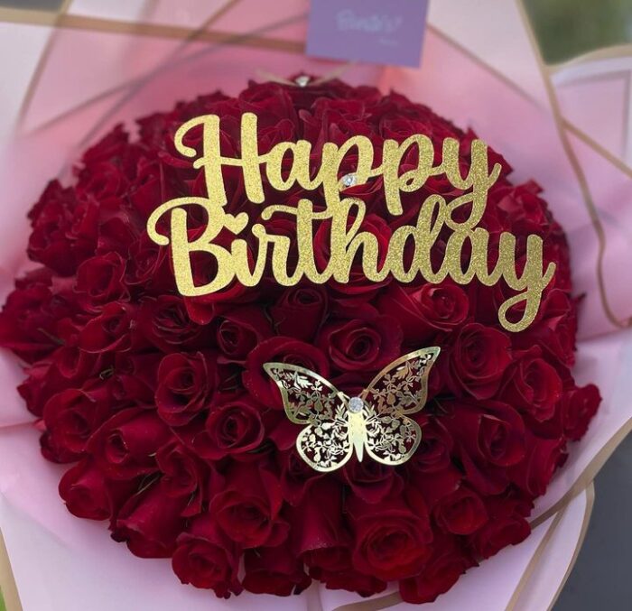 80 BIRTHDAY ROSES & BIRTHDAY TOPPER