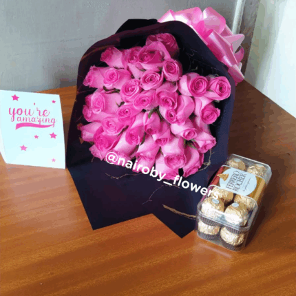 PINK ROSES & FERRERO CHOCOLATES