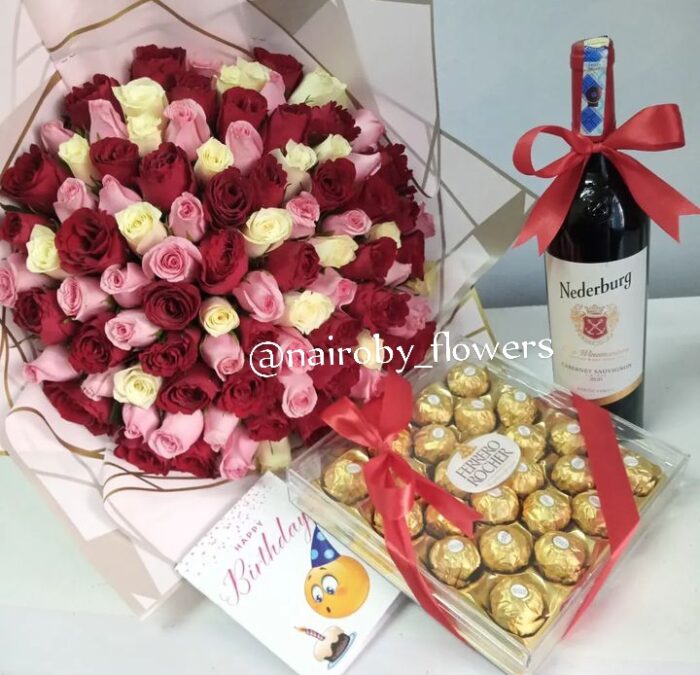 100 ROSES, NEDEBURG WINE & 24 FERRERO CHOCOLATES