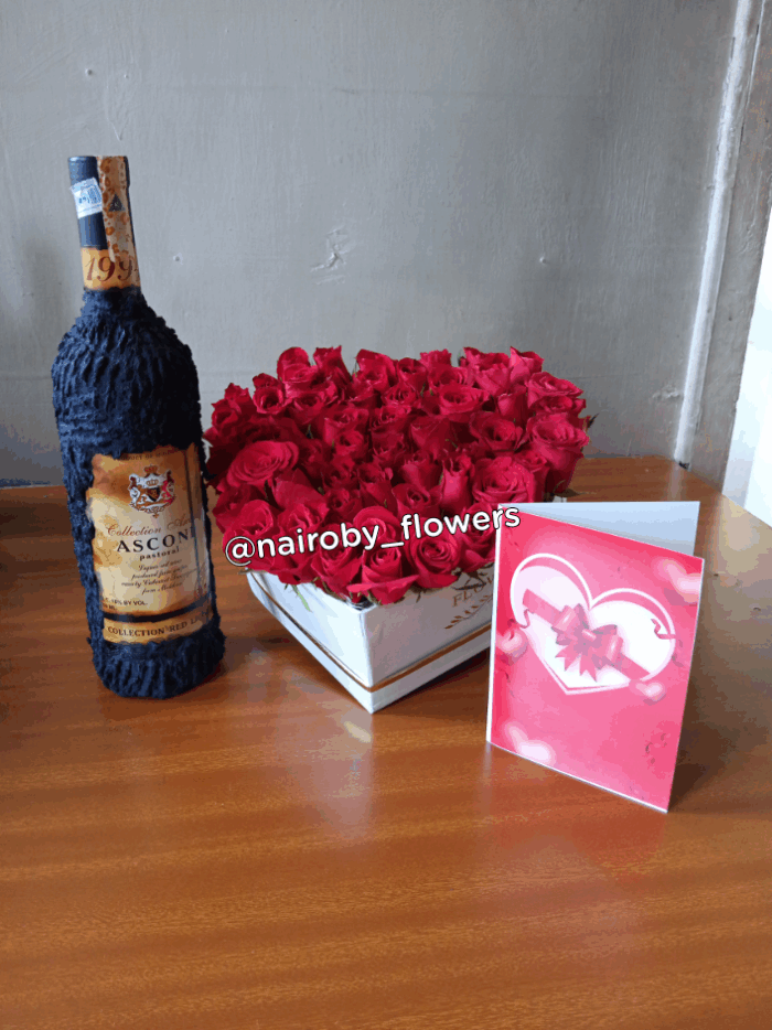 ASCONI WINE & RED ROSES BOX