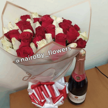 MIXED ROSES BOUQUET & FRAGOLINO