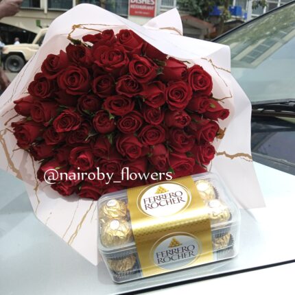 60 RED ROSES & FERRERO CHOCOLATES