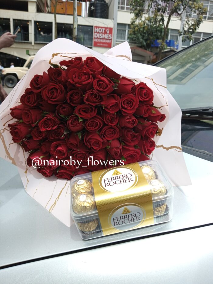 60 RED ROSES & FERRERO CHOCOLATES