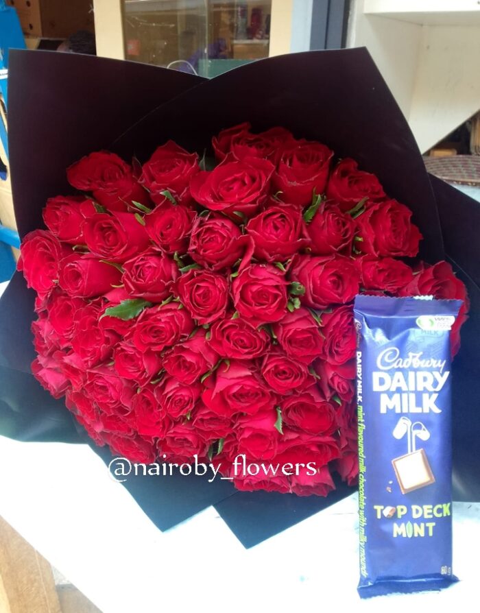 60 RED ROSES WITH CHOCOLATE