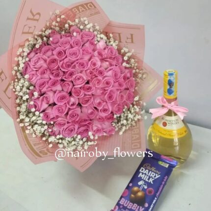 PINK ROSES, WINE AND CHOOSE
