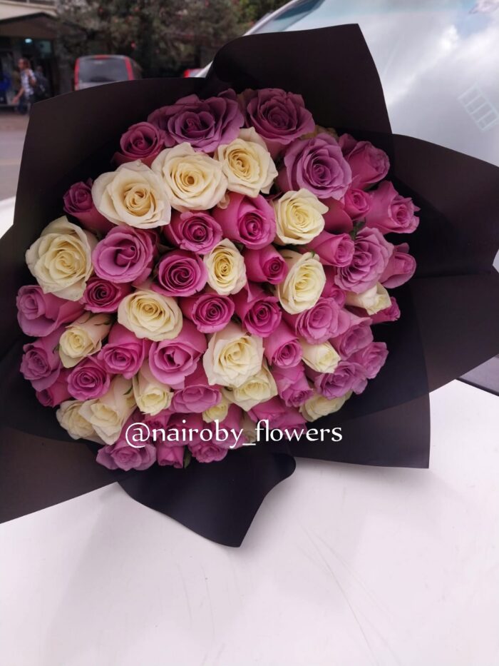 ROYALTY PURPLE & WHITE ROSES