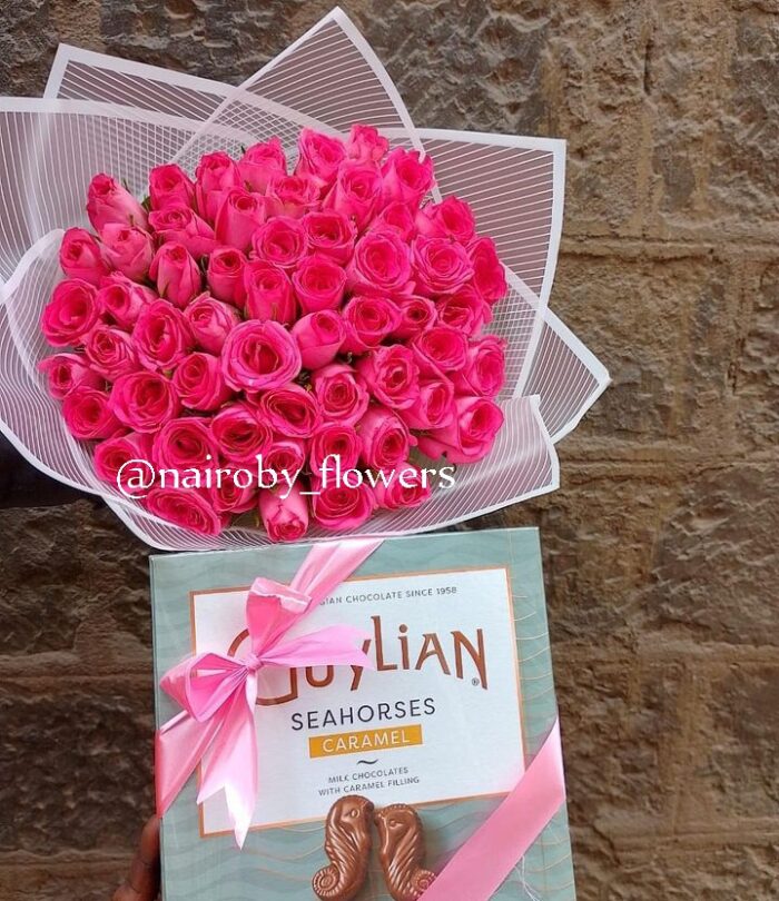 PINK ROSES & GUYLIAN CHOCOLATE