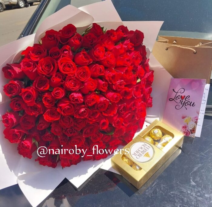 100 RED ROSES & CHOCOLATE