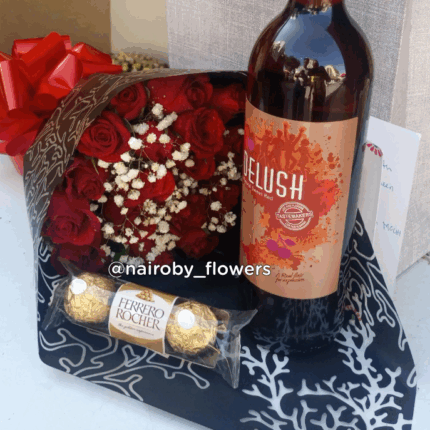BOUQUET, CHOCOLATE & WINE MEMORIES COMBO