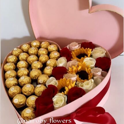 STYLISH HEART BOX WITH FERRERO CHOCOLATES