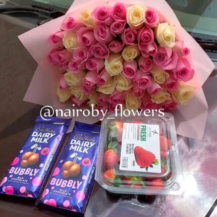 STRAWBERRIES, CHOCOLATES & BOUQUET