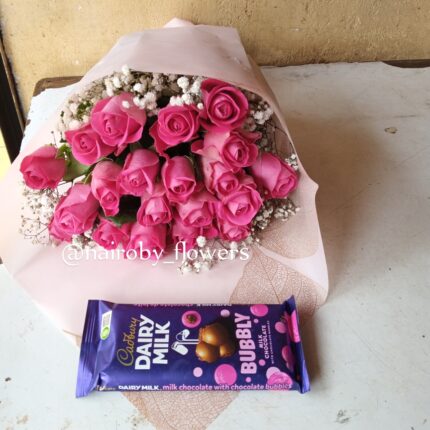 PINK ROSES BOUQUET & CHOCOLATE