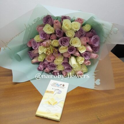 60 MIXED ROSES AND CHOCOLATE