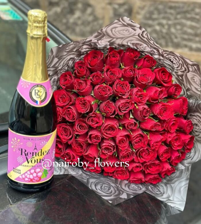 NON-ALCOHOLIC WINE & RED ROSES