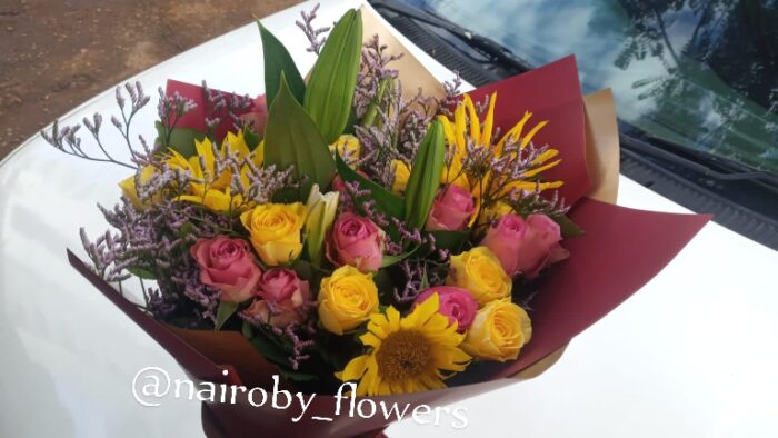SUNFLOWERS,LILIES & ROSES BOUQUET