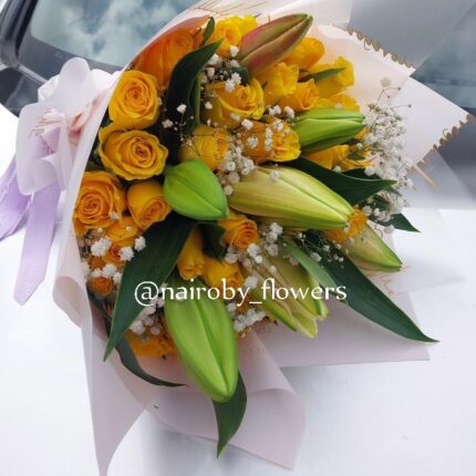 LILIES & YELLOW ROSES