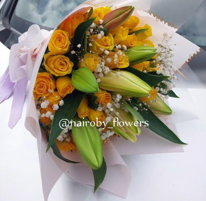 LILIES & YELLOW ROSES