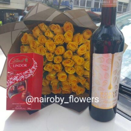 LINDT CHOCOLATE,60 YELLOW ROSES & ROSSO NOBILE WINE