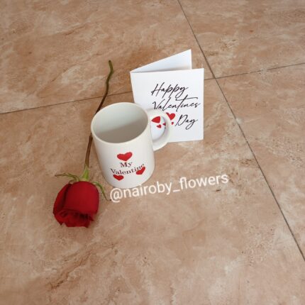 1RED ROSE,MY VALENTINE MUG & CARD