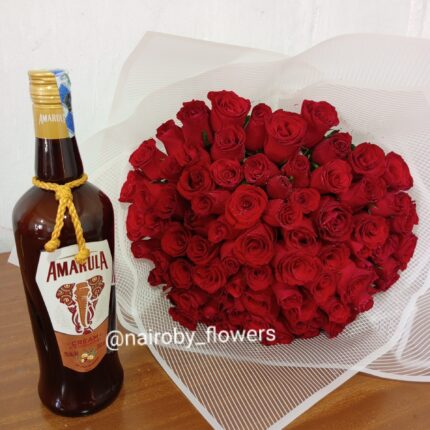 AMARULA & 60 RED ROSES