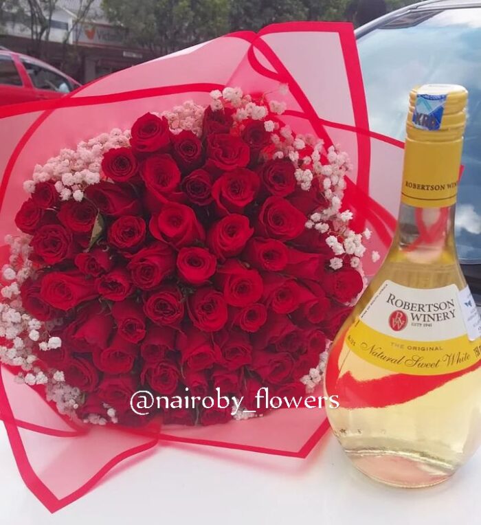 60 RED ROSES & WHITE ROBERTSON WINE