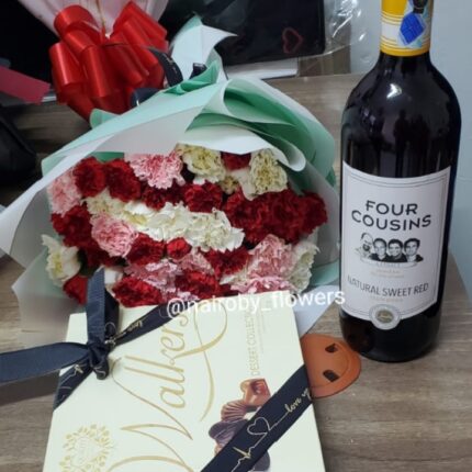 CARNATIONS, CHOCOLATE & WINE