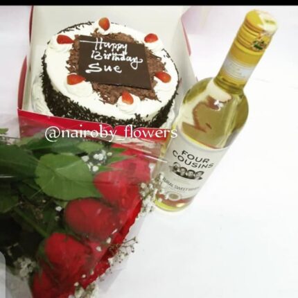 CAKE , WINE & RED ROSES