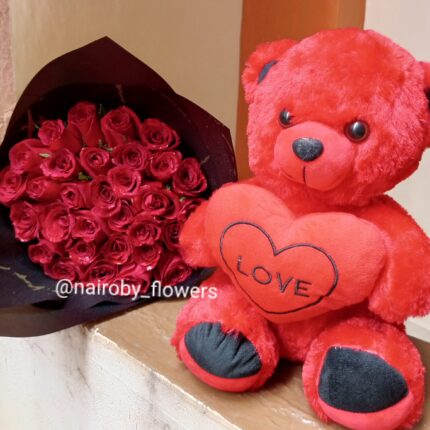 DAILY DARLING TEDDY & RED ROSES COMBO