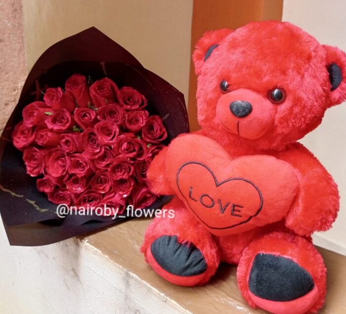 DAILY DARLING TEDDY & RED ROSES COMBO