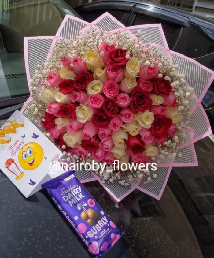 COLORFUL STYLISH BOUQUET & CHOCOLATE