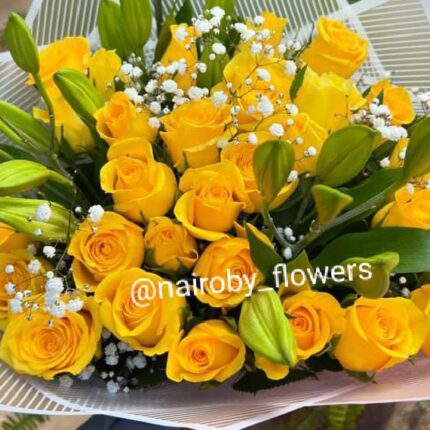 YELLOW ROSES & LILIES BOUQUET