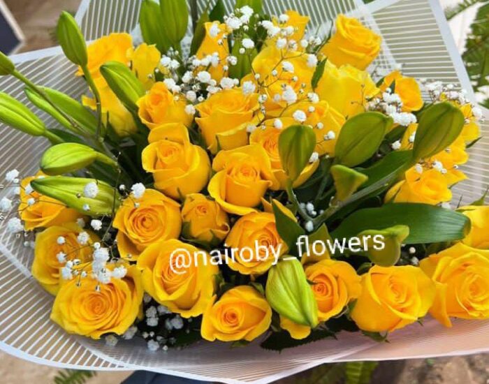 YELLOW ROSES & LILIES BOUQUET