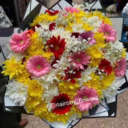 COLORFUL CHRYSANTHEMUMS & GERBERAS BOUQUET