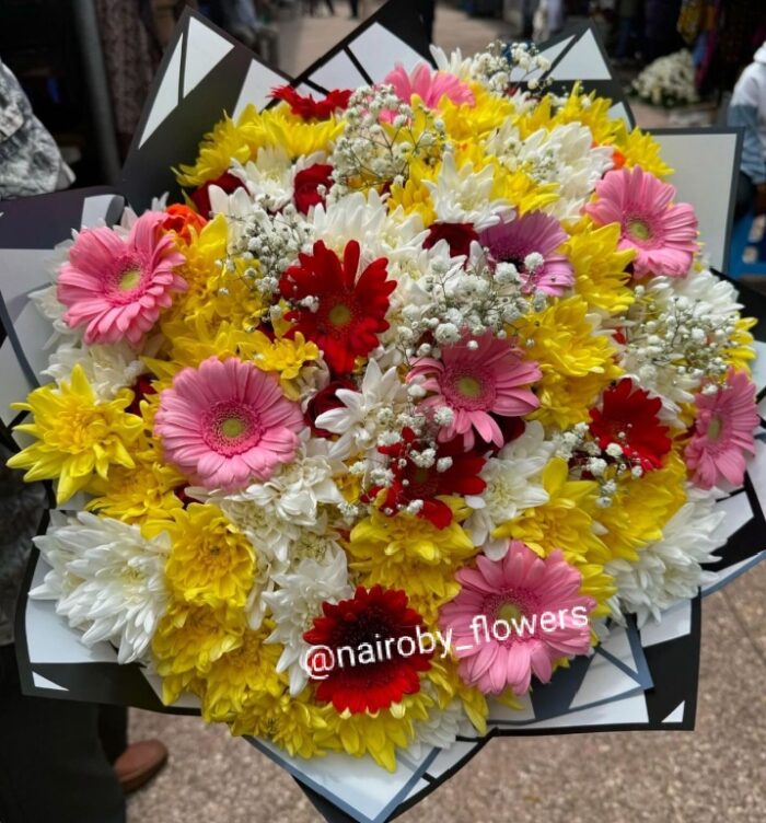 COLORFUL CHRYSANTHEMUMS & GERBERAS BOUQUET