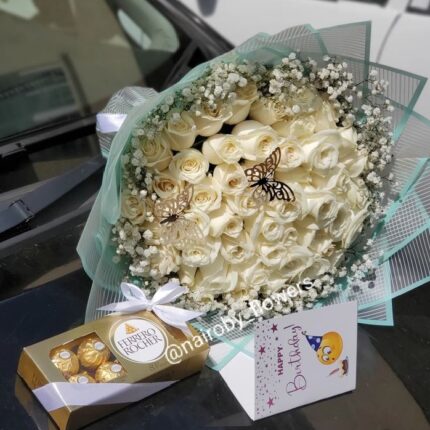 WHITE MILKY BOUQUET & FERRERO CHOCOLATES