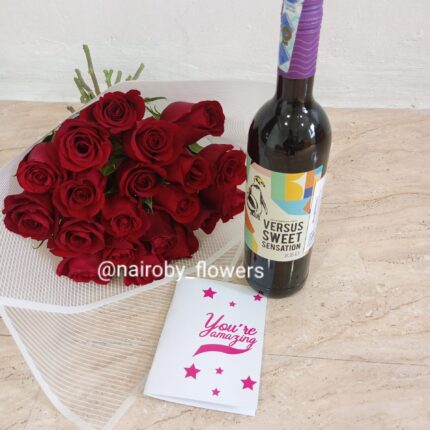 MESMERIZING RED ROSES & RED SWEET WINE