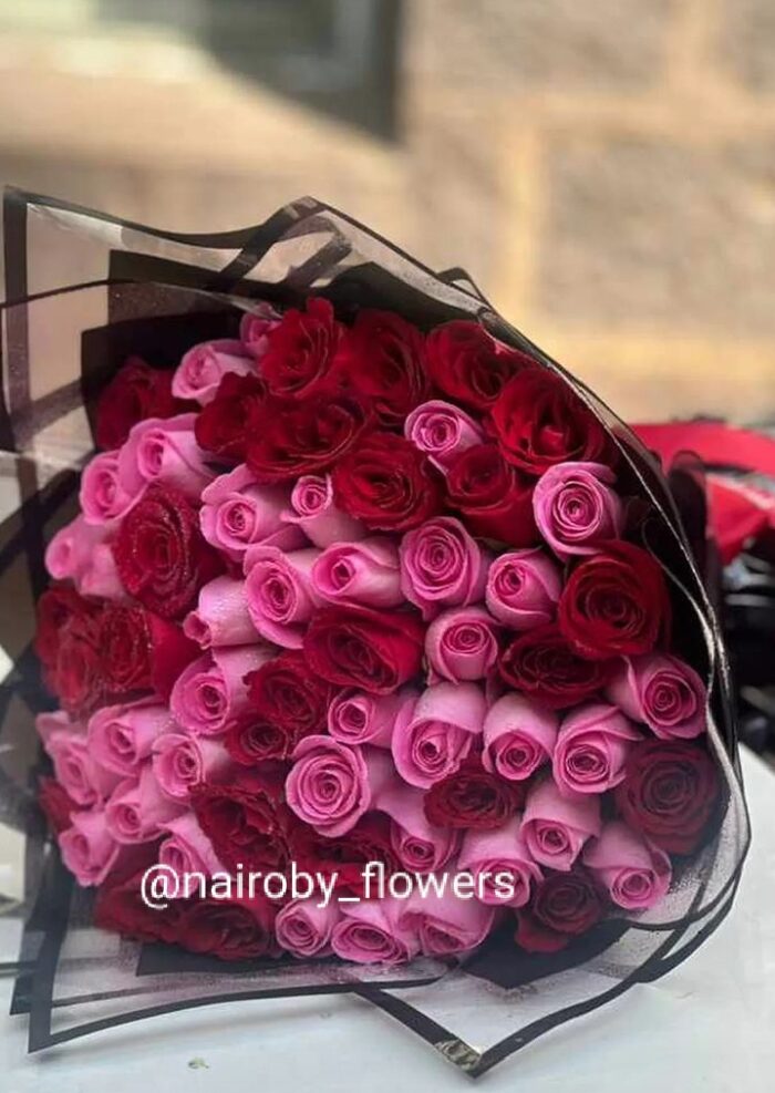 60 RED AND PINK ROSES
