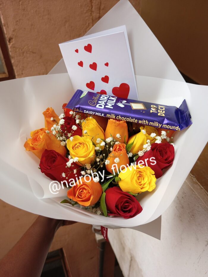 CARD, CHOCOLATE & TWENTY ROSES COMBO