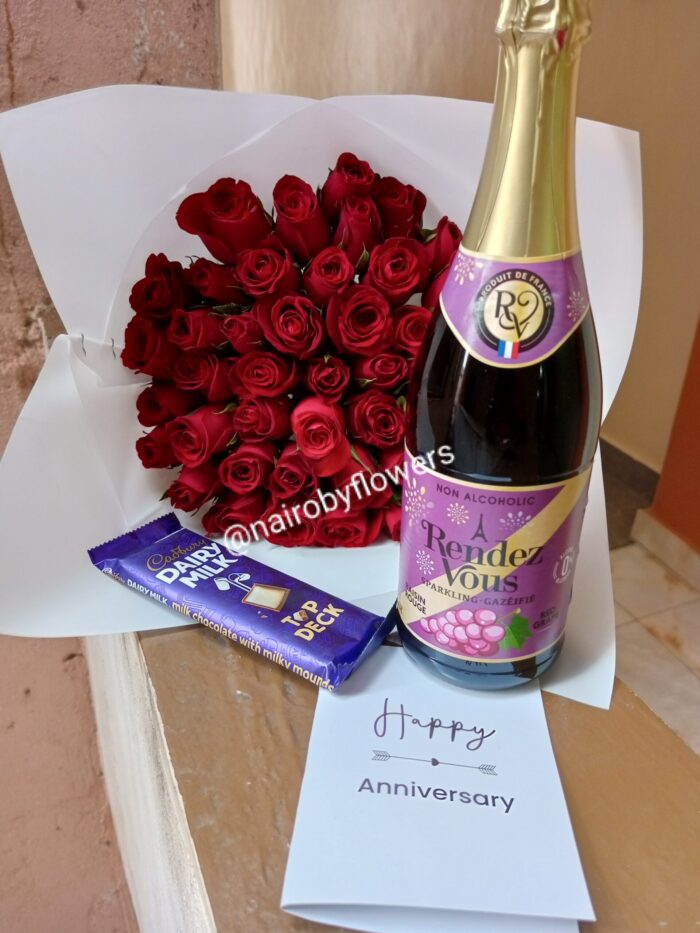 NON-ALCOHOLIC WINE , CADBURY CHOCOLATE & RED ROSES