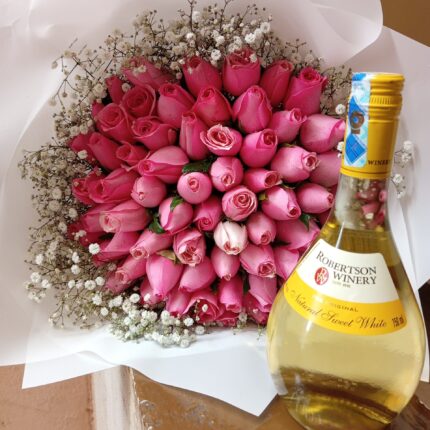PINK ROSES & 750ML WHITE ROBERTSON SWEET WINE