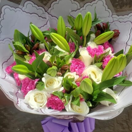 CARNATIONS,LILIES & ROSES