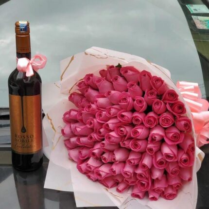 SOPHISTICATED FLOWERS & WINE COMBO