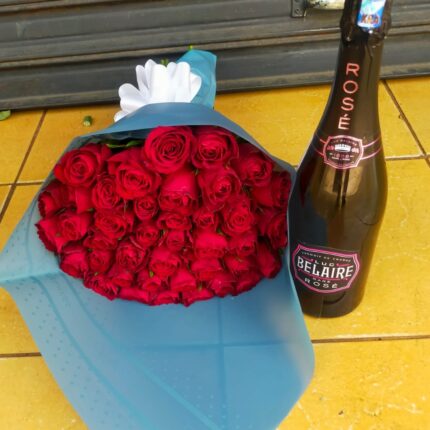 BELAIRE ROSÉ CHAMPAGNE & 40 RED ROSES