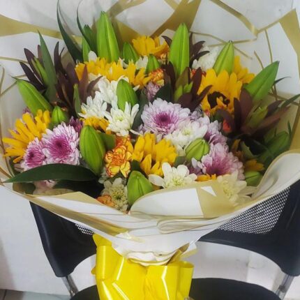SUNFLOWERS,LILIES, CHRYSANTHEMUMS & FILLERS